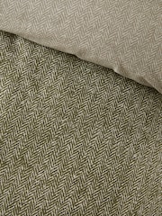 Catherine Lansfield Green Herringbone Brushed Cotton Duvet Cover and Pillowcase Set - Image 5 of 5