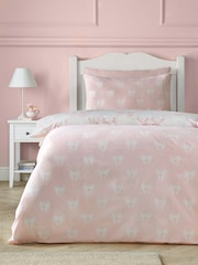 Catherine Lansfield Pink Pretty Bows Reversible Duvet Cover and Pillowcase Set - Image 3 of 4
