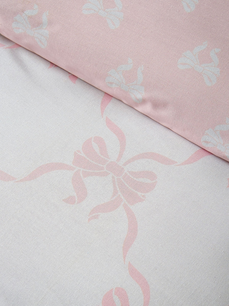 Catherine Lansfield Pink Pretty Bows Reversible Duvet Cover and Pillowcase Set - Image 5 of 5