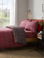 Catherine Lansfield Red / Green Tartan Check Reversible Duvet Cover and Set - Image 1 of 4