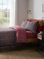 Catherine Lansfield Red / Green Tartan Check Reversible Duvet Cover and Set - Image 2 of 4