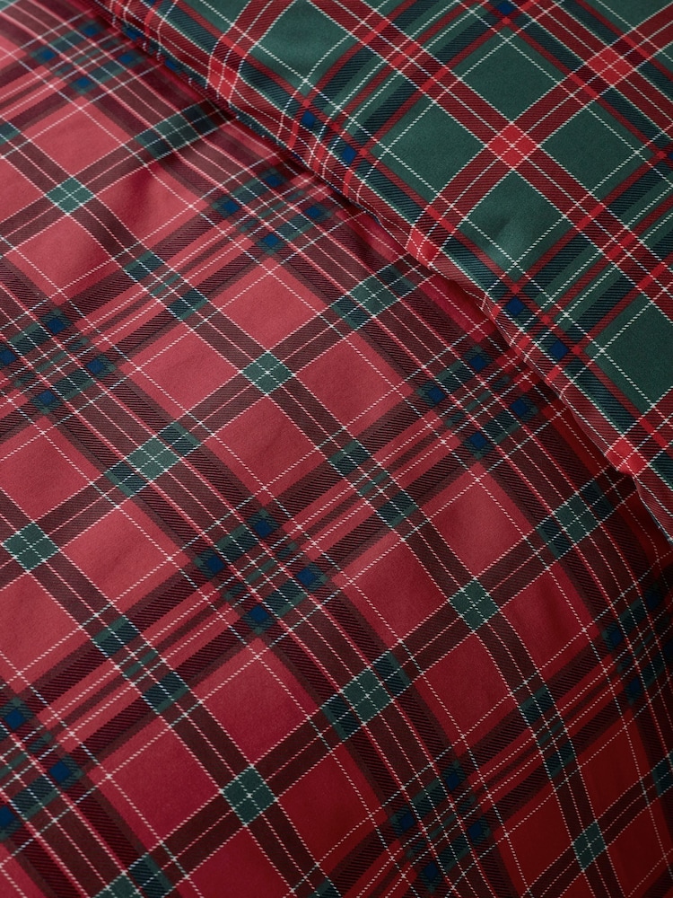 Catherine Lansfield Red / Green Tartan Check Reversible Duvet Cover and Set - Image 4 of 4