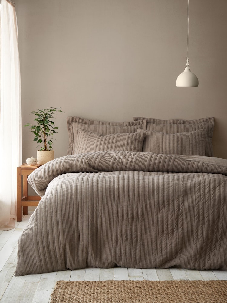 Pineapple Elephant Mole Tamba Jersey Stripe Quilted Duvet Cover Set - Image 2 of 5 Pineapple Elephant Mole Tamba Jersey Stripe Quilted Duvet Cover Set - Image 2 of 5