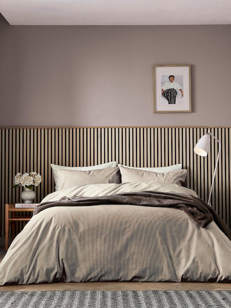 Helena Springfield Chocolate Twill Stripe Cotton Rich Cover Set - Image 1 of 6 Helena Springfield Chocolate Twill Stripe Cotton Rich Cover Set - Image 1 of 6