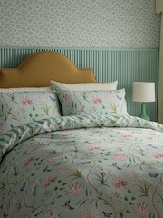 Sanderson Raspberry or Sea Breeze Clementine Cotton Duvet Cover & Pillowcase Set - Image 1 of 6