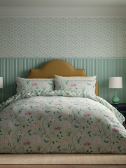 Sanderson Raspberry or Sea Breeze Clementine Cotton Duvet Cover & Pillowcase Set - Image 2 of 6