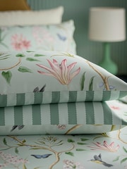 Sanderson Raspberry or Sea Breeze Clementine Cotton Duvet Cover & Pillowcase Set - Image 4 of 6