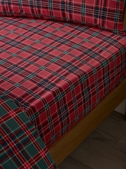 Catherine Lansfield Red Tartan Check Fitted Sheet - Image 1 of 2