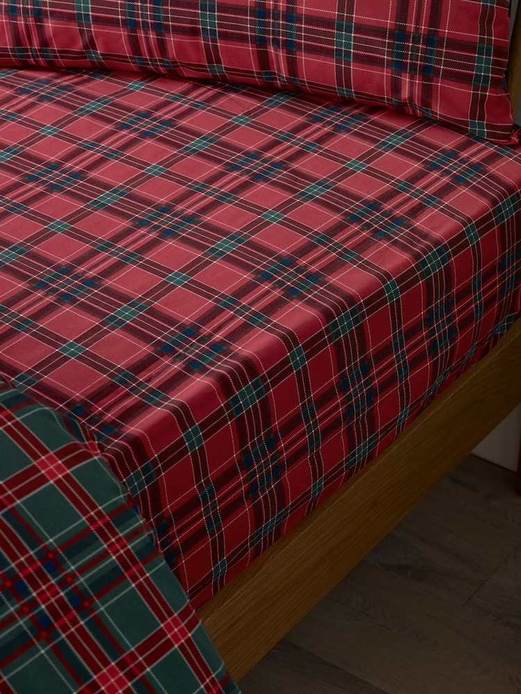 Catherine Lansfield Red Tartan Check Fitted Sheet - Image 1 of 2
