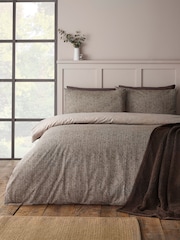 Catherine Lansfield Chocolate Herringbone Brushed Cotton Duvet Cover and Pillowcase Set - Image 2 of 5