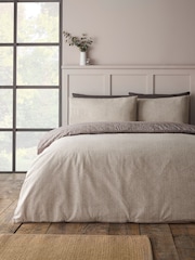 Catherine Lansfield Chocolate Herringbone Brushed Cotton Duvet Cover and Pillowcase Set - Image 4 of 5