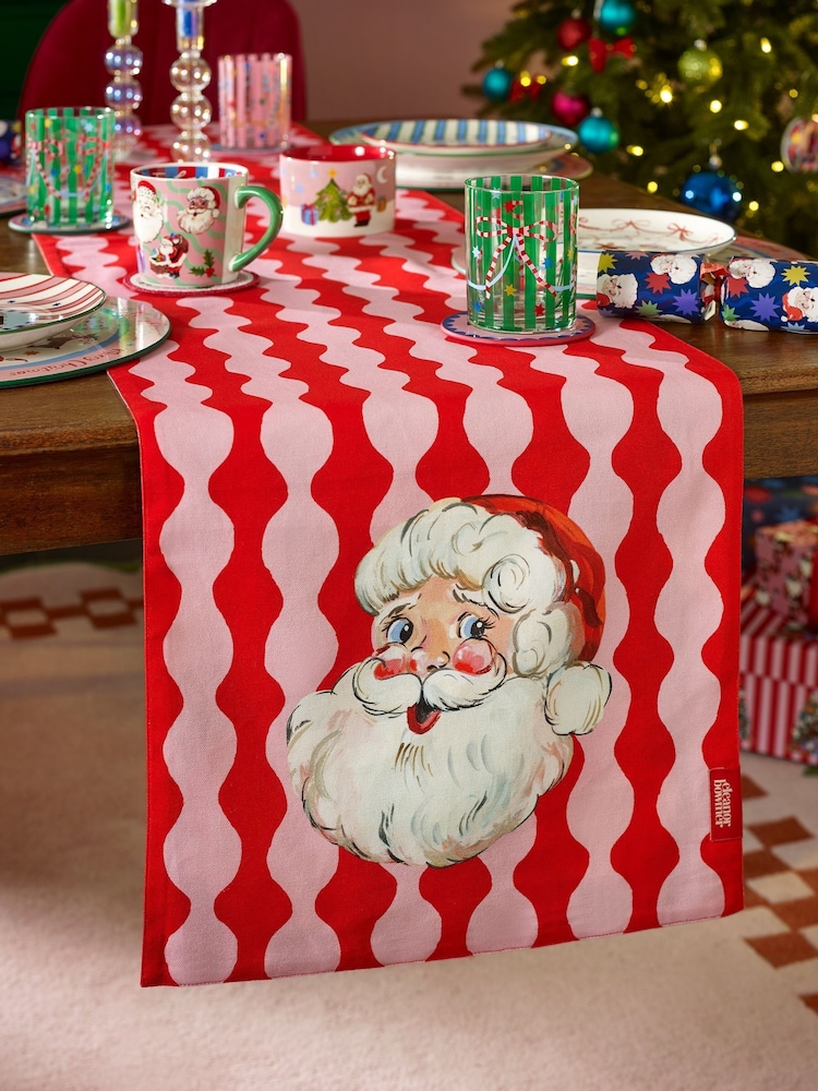 Eleanor Bowmer Red Christmas Santa Cotton 40x250cm Table Runner - Image 1 of 3