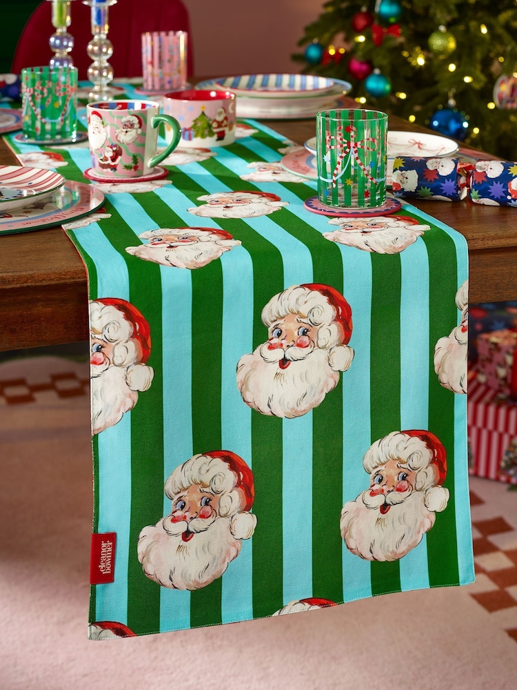 Eleanor Bowmer Red Christmas Santa Cotton 40x250cm Table Runner - Image 2 of 3