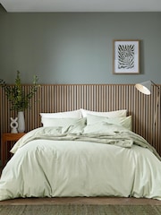 Helena Springfield Green Twill Stripe Cotton Rich Cover Set - Image 1 of 6