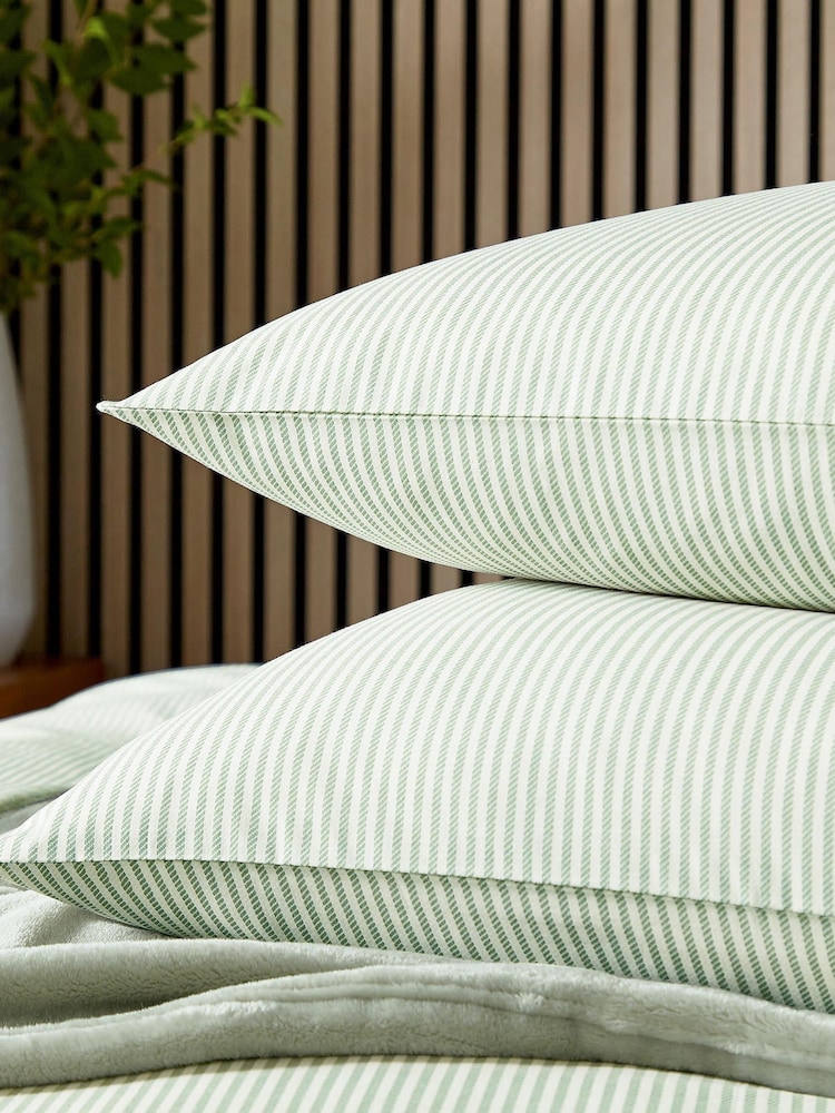 Helena Springfield Green Twill Stripe Cotton Rich Cover Set - Image 6 of 6 Helena Springfield Green Twill Stripe Cotton Rich Cover Set - Image 6 of 6