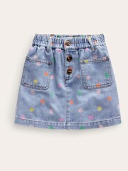 Boden Blue 100% Cotton Pull-on Mini Skirt - Image 1 of 4