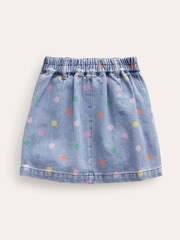 Boden Blue 100% Cotton Pull-on Mini Skirt - Image 3 of 4