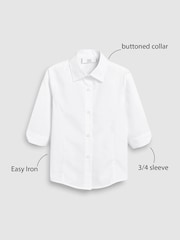 White Slim Fit 2 Pack Three Quarter Sleeve School Blouses (3-17yrs) - Image 3 of 4