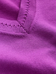 Boden Purple V-Neck Catriona Cotton Jumper - Image 7 of 7