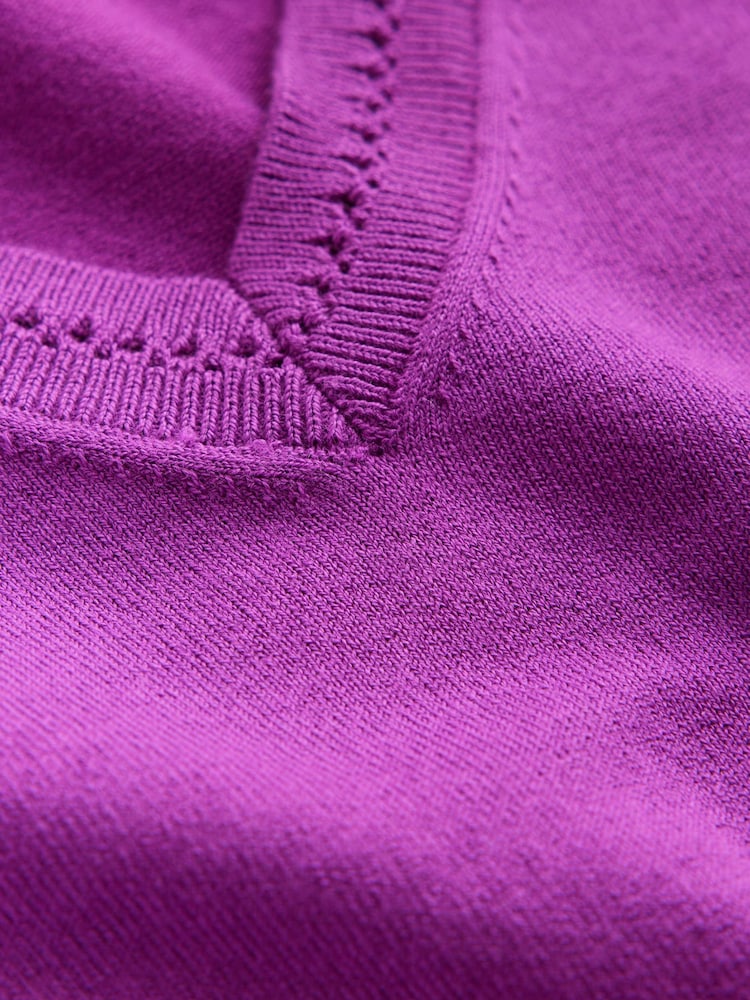 Boden Purple V-Neck Catriona Cotton Jumper - Image 7 of 7