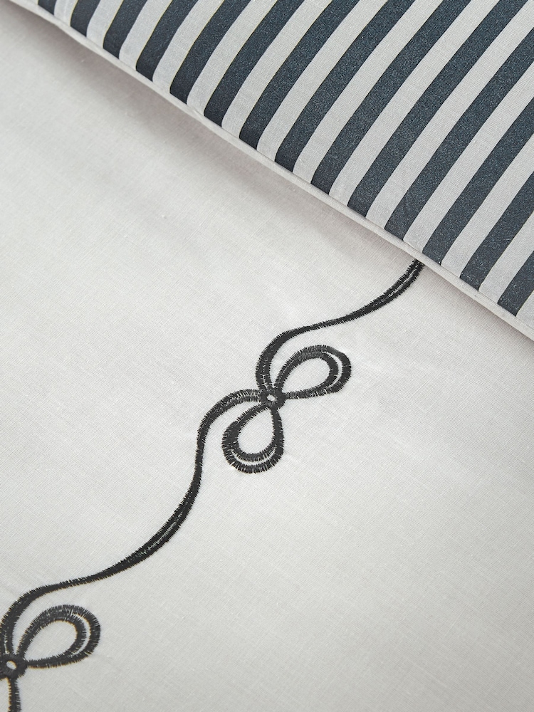 Catherine Lansfield Cream/Black Bow Embroidery Duvet Cover Set - Image 4 of 4 Catherine Lansfield Cream/Black Bow Embroidery Duvet Cover Set - Image 4 of 4