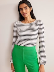 Boden Cream Supersoft Long Sleeve Top - Image 1 of 5