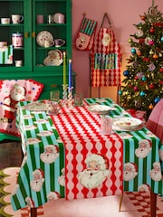 Catherine Lansfield Green Christmas Santa Cotton Table Cloth - Image 2 of 2