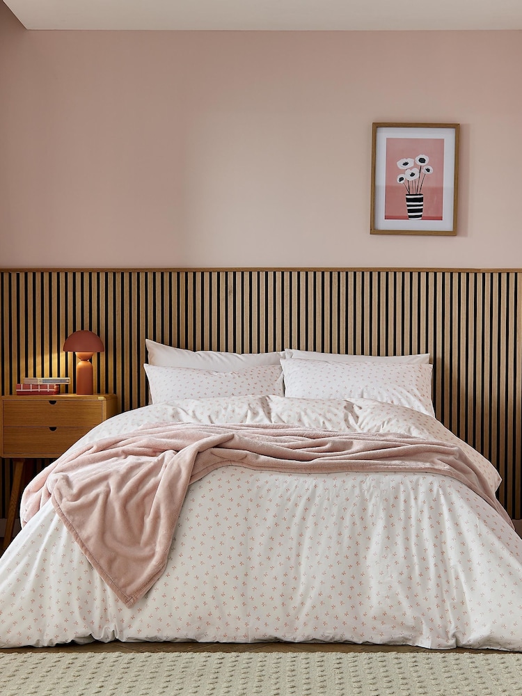 Helena Springfield Pink Leaf Sprig Cotton Rich Cover Set - Image 1 of 7 Helena Springfield Pink Leaf Sprig Cotton Rich Cover Set - Image 1 of 7