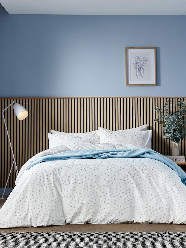Helena Springfield Blue Leaf Sprig Cotton Rich Cover Set - Image 1 of 6 Helena Springfield Blue Leaf Sprig Cotton Rich Cover Set - Image 1 of 6