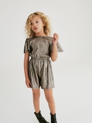 Bronze Brown Metallic Playsuit (3-16yrs) - Image 2 of 6