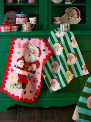 Eleanor Bowmer Red Christmas Jolly Santa Cotton Tea Towel Pack of 2 - Image 1 of 2