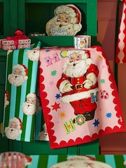 Eleanor Bowmer Red Christmas Jolly Santa Cotton Tea Towel Pack of 2 - Image 2 of 2