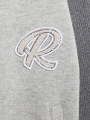 Reiss Soft Grey Belsize 3-9 yrs Cotton Blend Varsity Bomber Jacket - Image 6 of 6