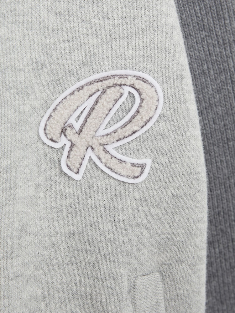 Reiss Soft Grey Belsize 3-9 yrs Cotton Blend Varsity Bomber Jacket - Image 6 of 6