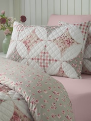 Catherine Lansfield Green Pinsonic Patchwork Reversible Duvet Cover and Pillowcase Set - Image 4 of 5