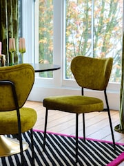 Rockett St George Set of 2 Luxe Needlecord Velvet Vintage Green Perfect Dining Chairs - Image 1 of 6