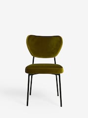 Rockett St George Set of 2 Luxe Needlecord Velvet Vintage Green Perfect Dining Chairs - Image 2 of 6