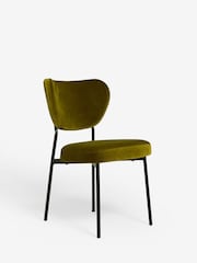 Rockett St George Set of 2 Luxe Needlecord Velvet Vintage Green Perfect Dining Chairs - Image 3 of 6
