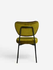 Rockett St George Set of 2 Luxe Needlecord Velvet Vintage Green Perfect Dining Chairs - Image 5 of 6