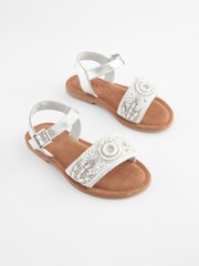 White Beaded Leather Occasion Sandals - Image 1 of 5
