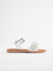 White Beaded Leather Occasion Sandals - Image 2 of 5