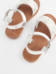 White Beaded Leather Occasion Sandals - Image 3 of 5