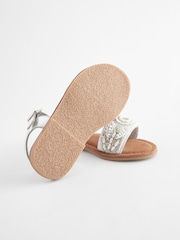 White Beaded Leather Occasion Sandals - Image 4 of 5