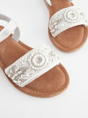 White Beaded Leather Occasion Sandals - Image 5 of 5