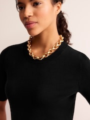 Boden Black Catriona 100% Cotton Crew T-Shirt - Image 4 of 6