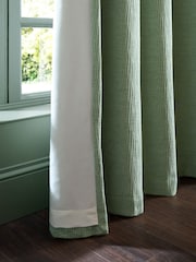 Catherine Lansfield Green Crinkle Chenille Lined Eyelet Curtains - Image 3 of 4