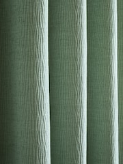 Catherine Lansfield Green Crinkle Chenille Lined Eyelet Curtains - Image 4 of 4