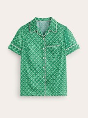 Boden Green Short Sleeve 100% Cotton Pyjama Top - Image 5 of 5