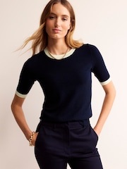 Boden Blue Catriona 100% Cotton Crew T-Shirt - Image 1 of 6