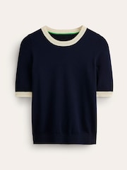 Boden Blue Catriona 100% Cotton Crew T-Shirt - Image 6 of 6